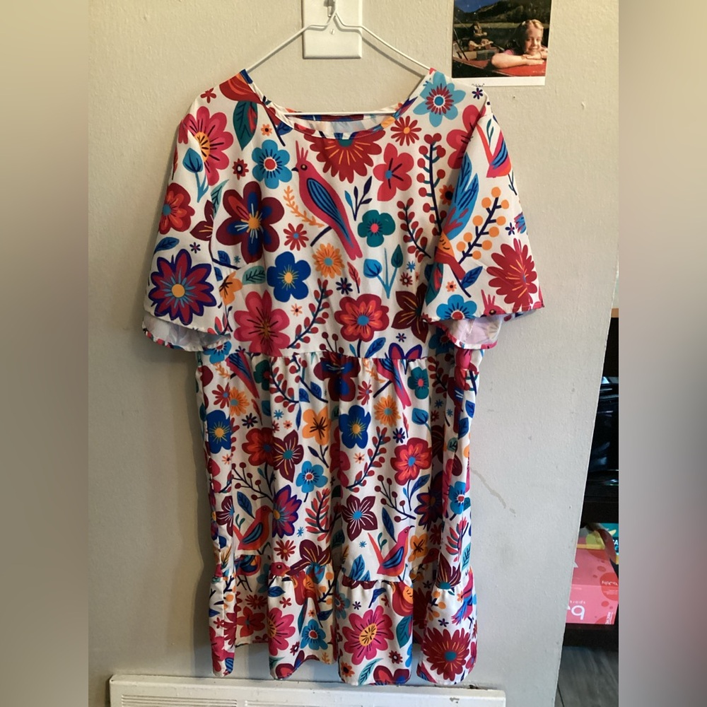 Women’s 1XL Floral Print Dress with Short Sleeves from SHEIN Tote2